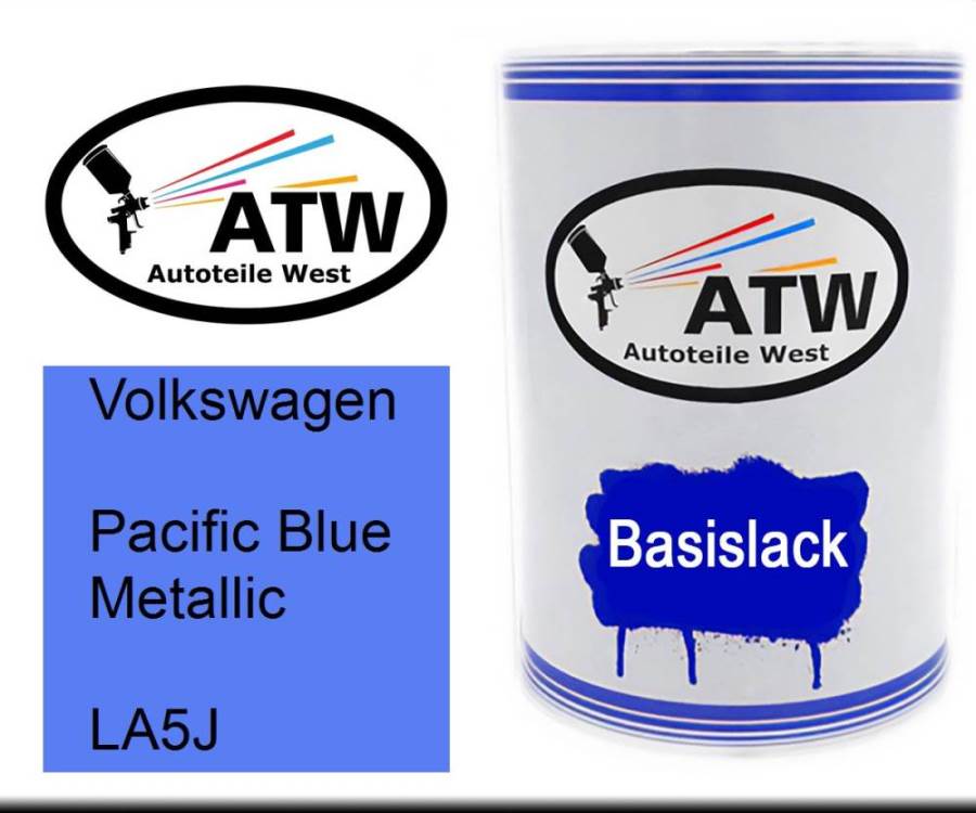 Volkswagen, Pacific Blue Metallic, LA5J: 500ml Lackdose, von ATW Autoteile West.